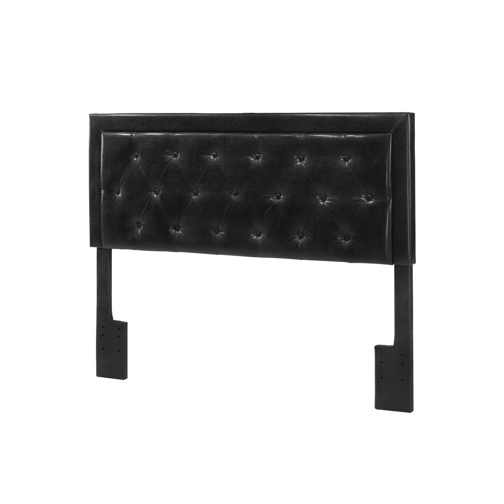 Black Faux Leather Panel Bed - Full