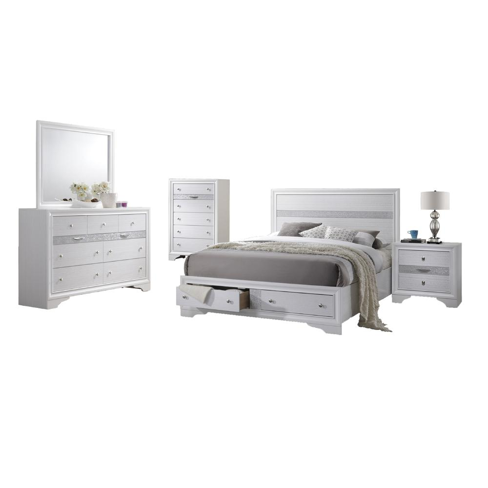 Catherine White 5 Piece Bedroom Set with Chest, Queen
