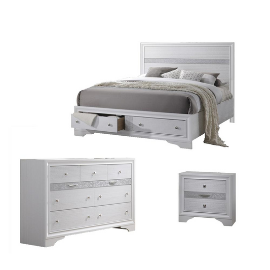 Catherine White 3 Piece Bedroom Set, Queen