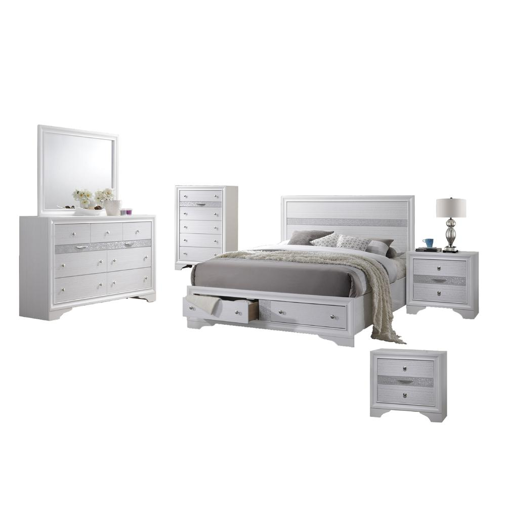 Catherine White 6 Piece Bedroom Set, Queen