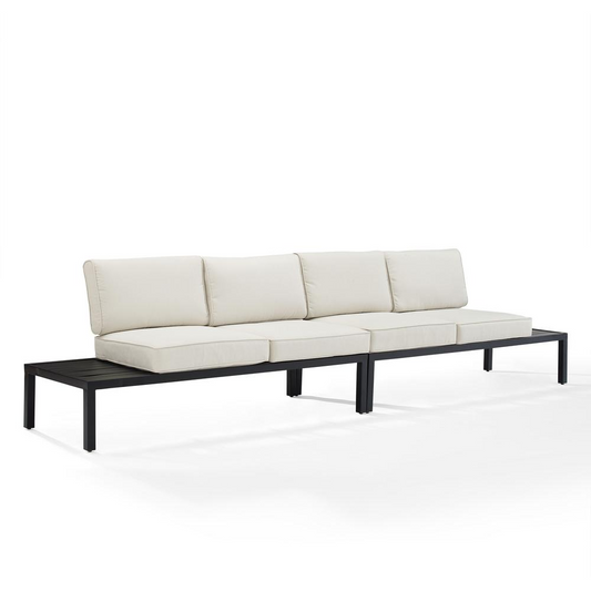 Piermont 2Pc Outdoor Metal Sectional Set Creme/Matte Black - Left Side Loveseat & Right Side Loveseat