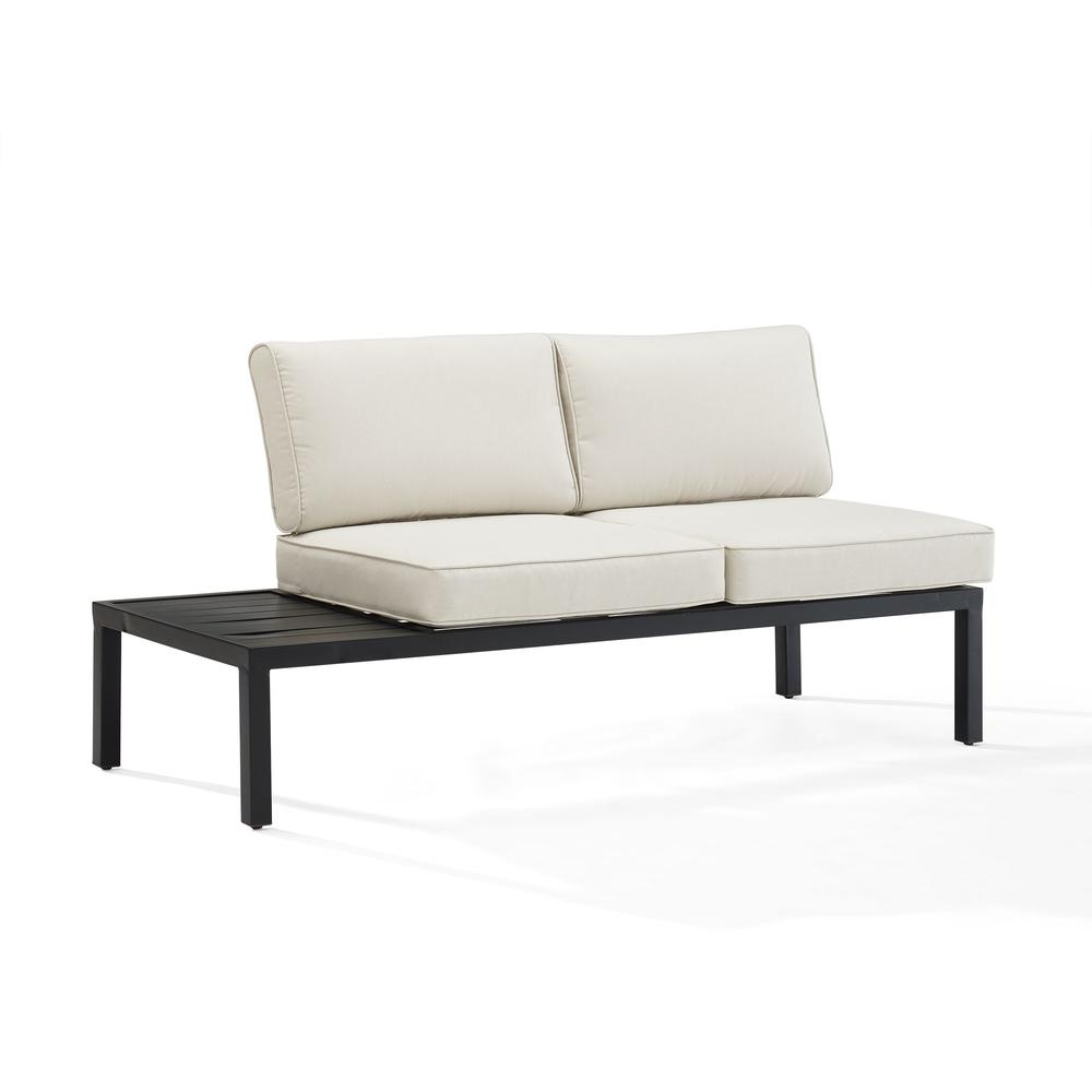 Piermont 2Pc Outdoor Metal Sectional Set Creme/Matte Black - Left Side Loveseat & Right Side Loveseat