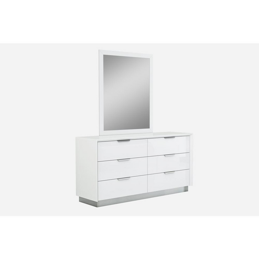 Navi Dresser Double high gloss white with stainless steel trim