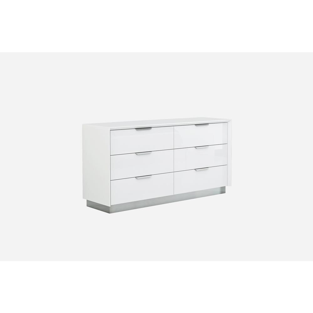 Navi Dresser Double high gloss white with stainless steel trim