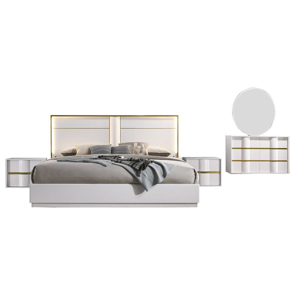 Havana White With Gold Trimming  5-Piece Bedroom Set