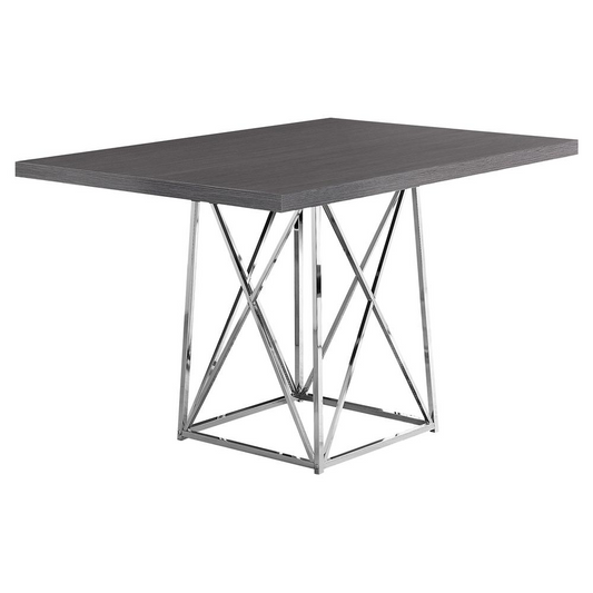 DINING TABLE - 36"X 48" / GREY / CHROME METAL