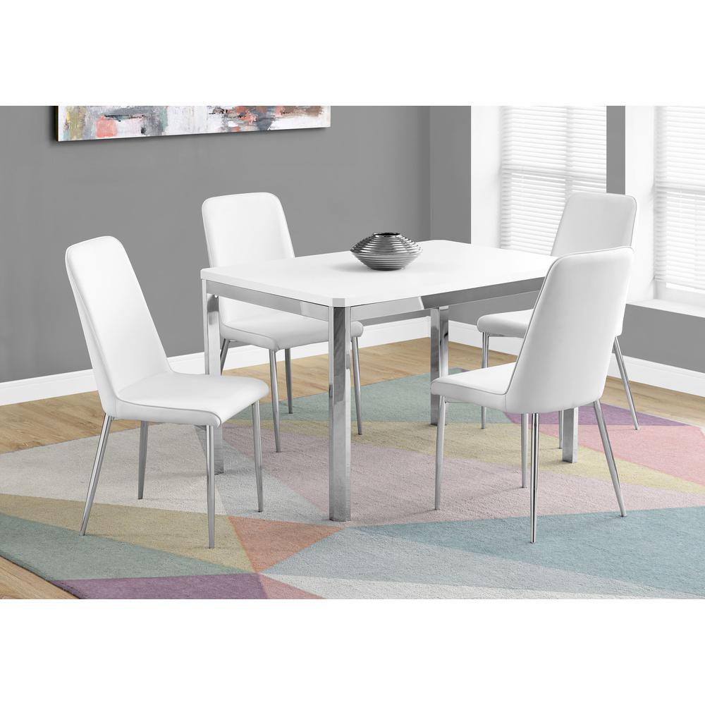 DINING TABLE - 32"X 48" / WHITE / CHROME METAL