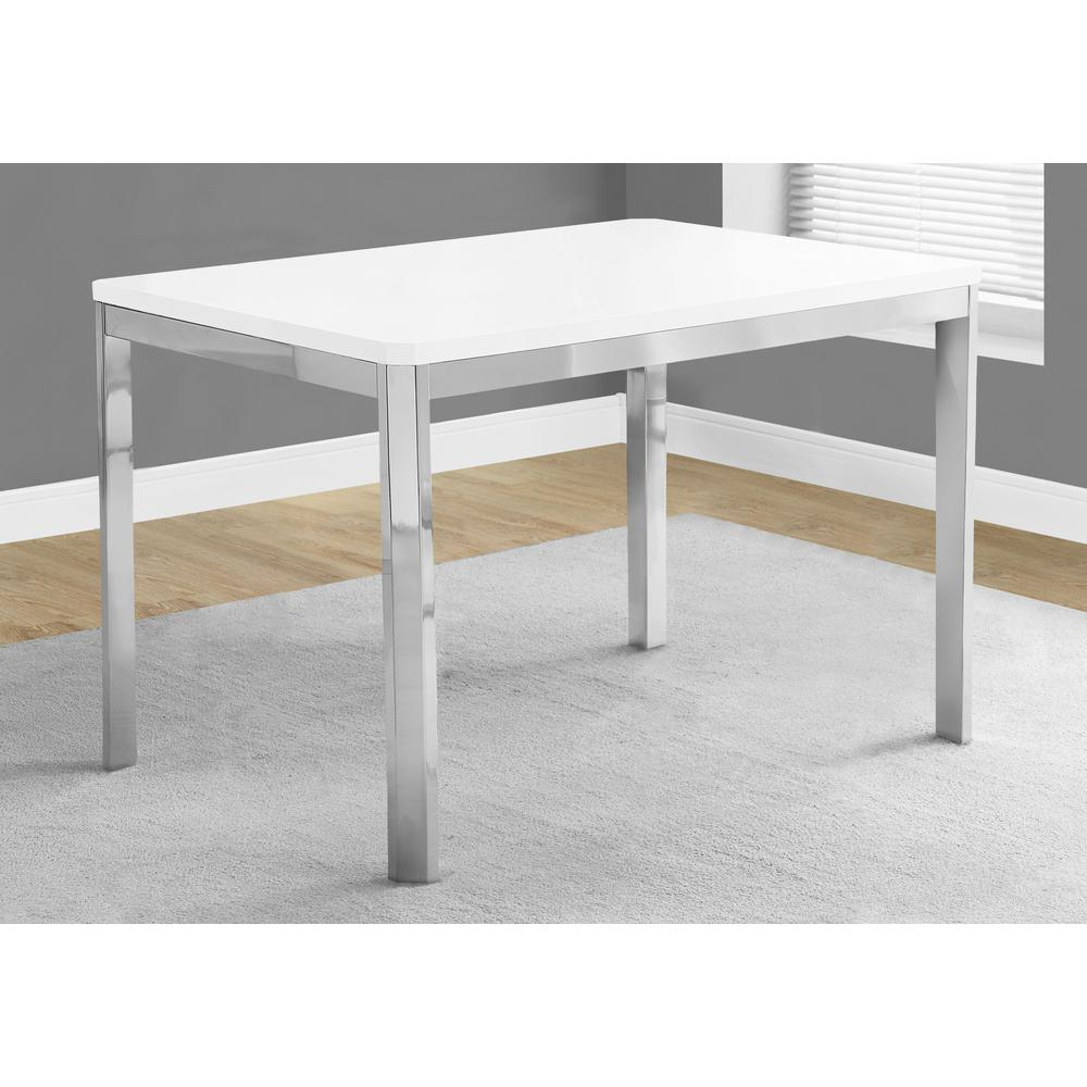 DINING TABLE - 32"X 48" / WHITE / CHROME METAL