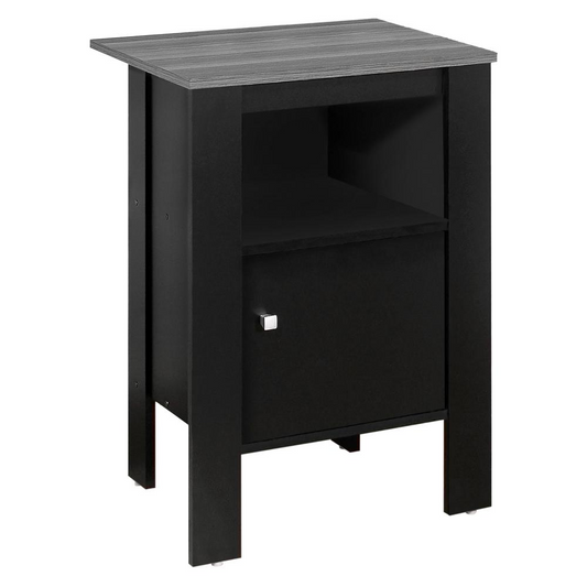 ACCENT TABLE - BLACK / GREY TOP NIGHT STAND WITH STORAGE