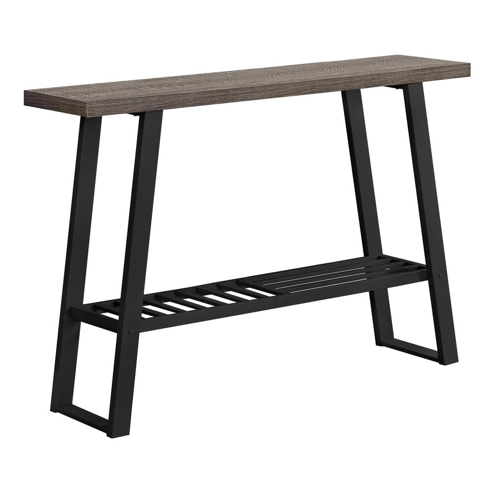 CONSOLE TABLE - 48"L / DARK TAUPE / BLACK WITH SHELF