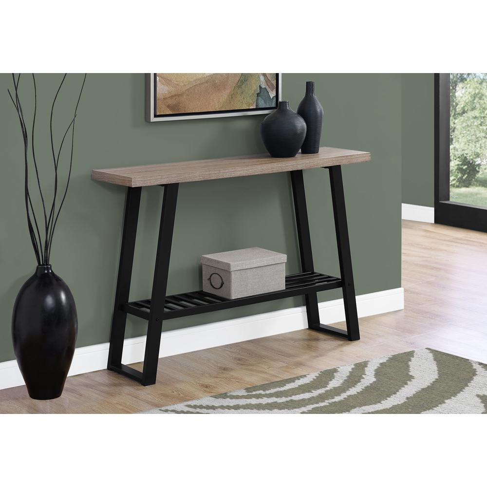 CONSOLE TABLE - 48"L / DARK TAUPE / BLACK WITH SHELF