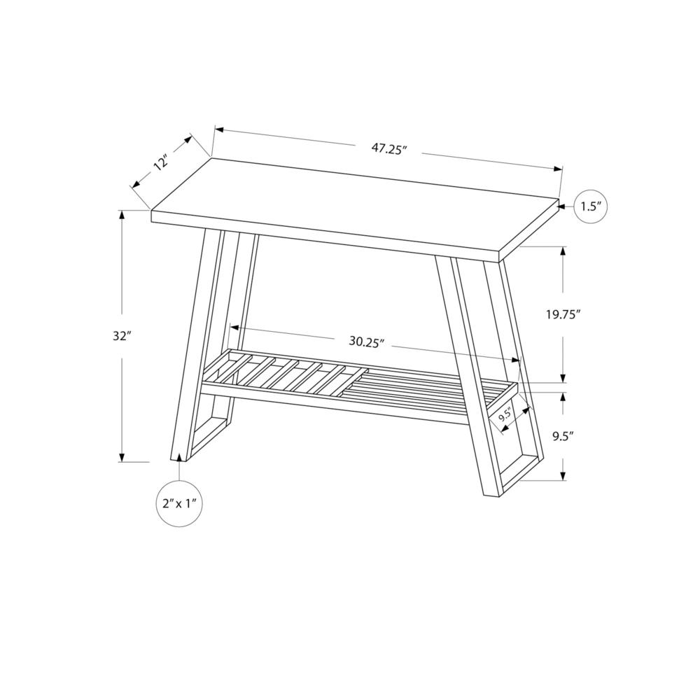 CONSOLE TABLE - 48"L / DARK TAUPE / BLACK WITH SHELF