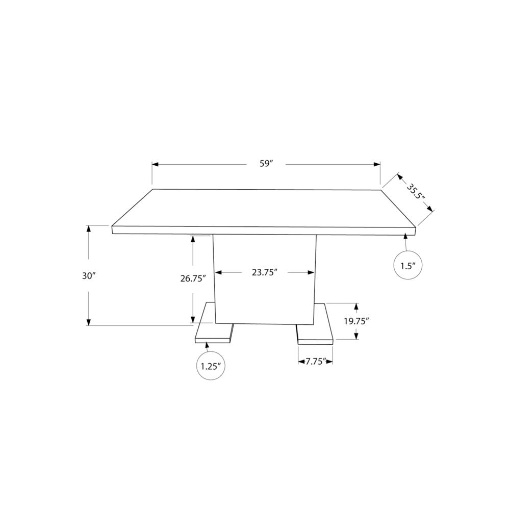 DINING TABLE - 35"X 60" / HIGH GLOSSY WHITE