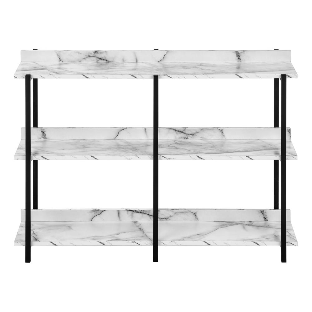 ACCENT TABLE - 48"L / WHITE MARBLE / BLACK METAL CONSOLE