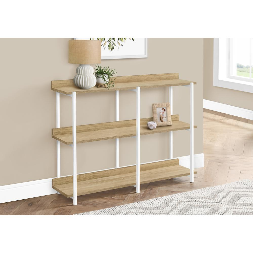 ACCENT TABLE - 48"L / NATURAL / WHITE METAL HALL CONSOLE