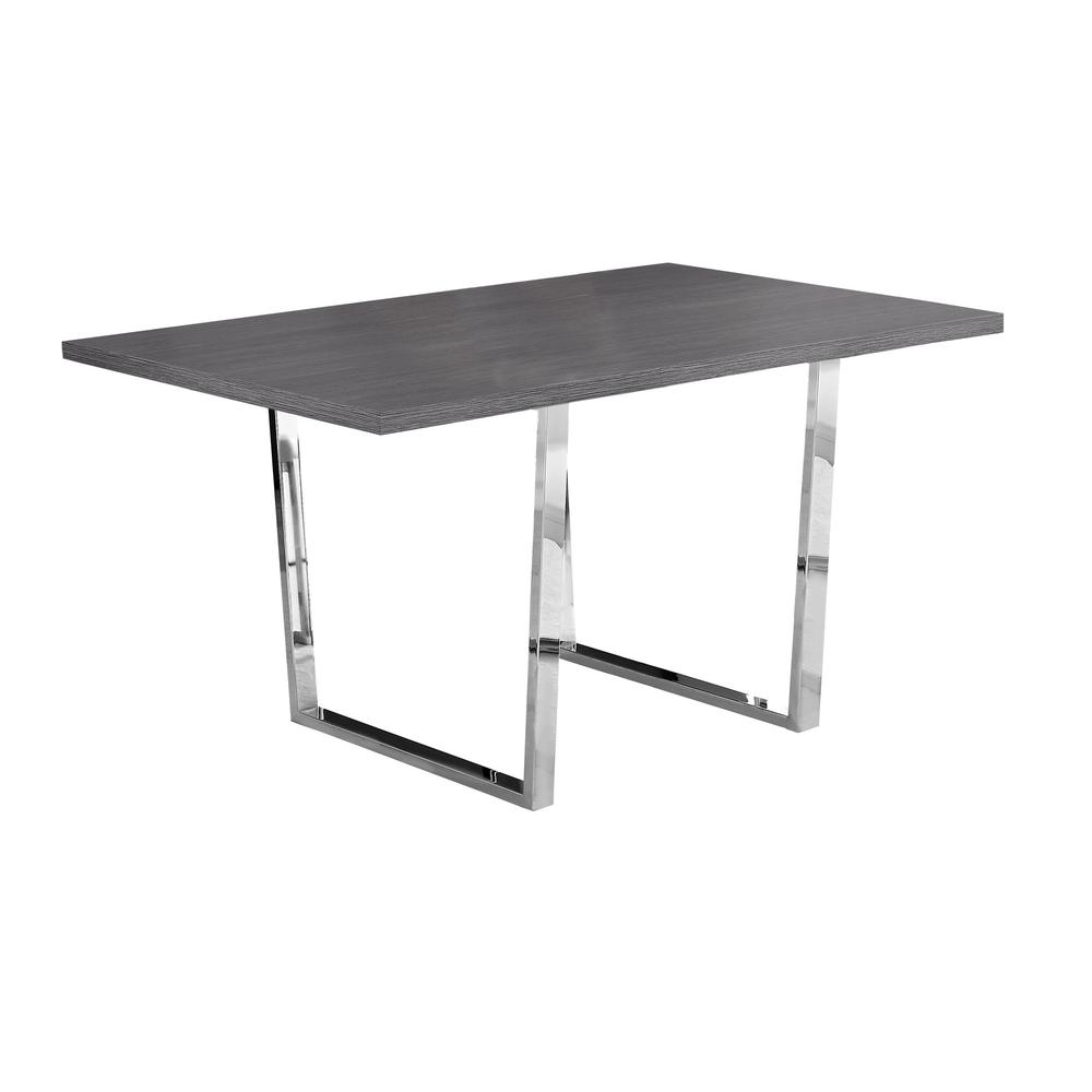 DINING TABLE - 36"X 60" / GREY / CHROME METAL