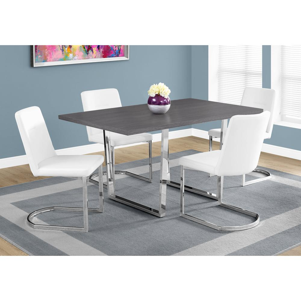 DINING TABLE - 36"X 60" / GREY / CHROME METAL