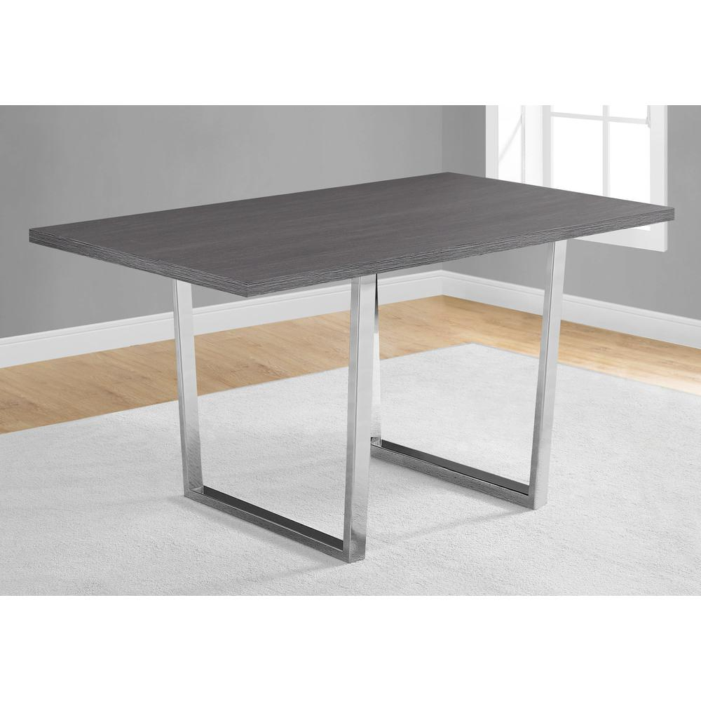 DINING TABLE - 36"X 60" / GREY / CHROME METAL