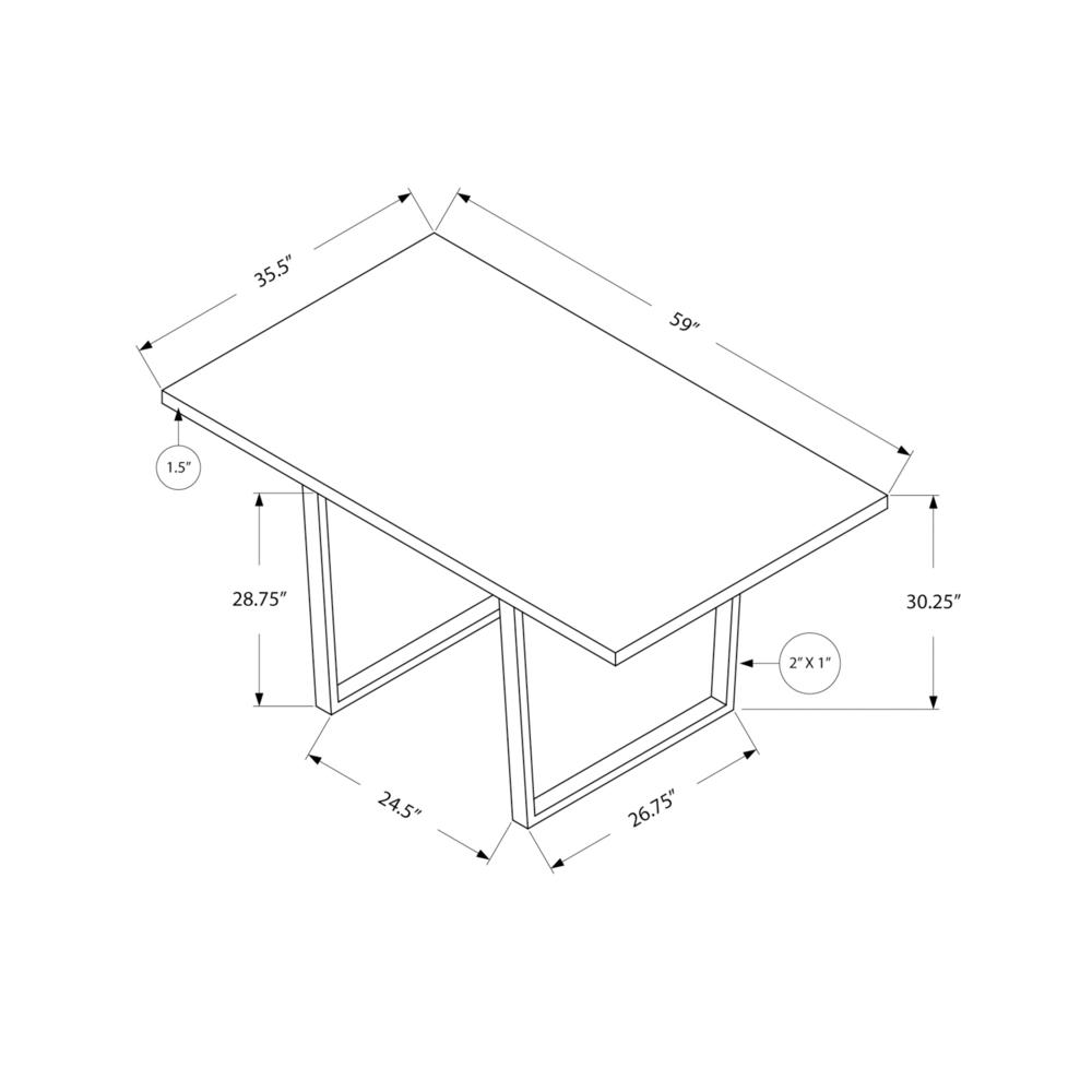 DINING TABLE - 36"X 60" / GREY / CHROME METAL