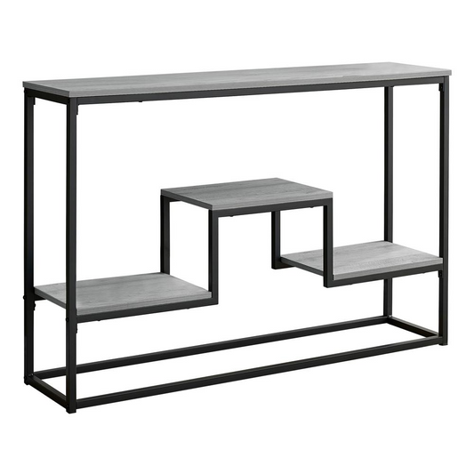 ACCENT TABLE - 48"L / GREY / BLACK METAL HALL CONSOLE