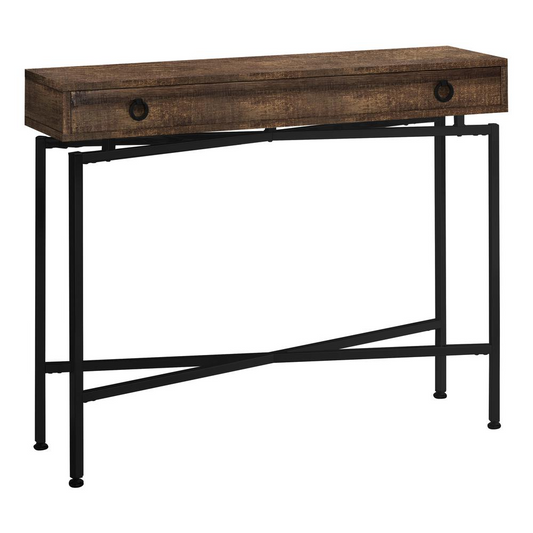 ACCENT TABLE - 42"L / BROWN RECLAIMED WOOD/ BLACK CONSOLE