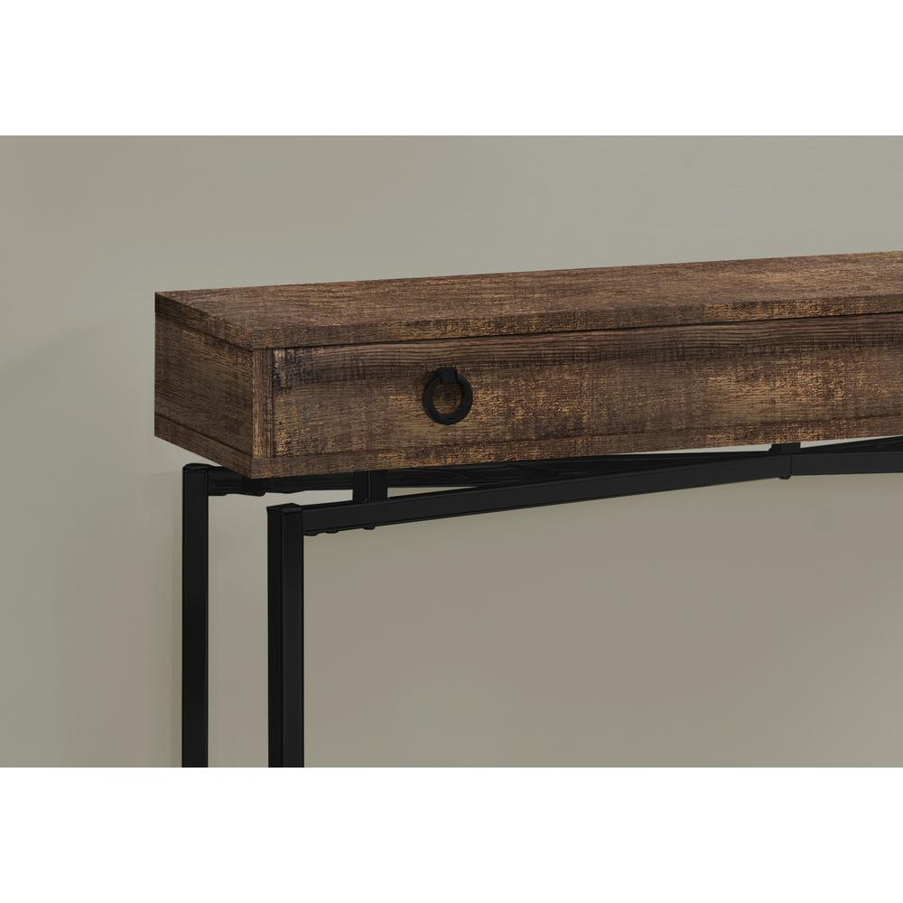 ACCENT TABLE - 42"L / BROWN RECLAIMED WOOD/ BLACK CONSOLE