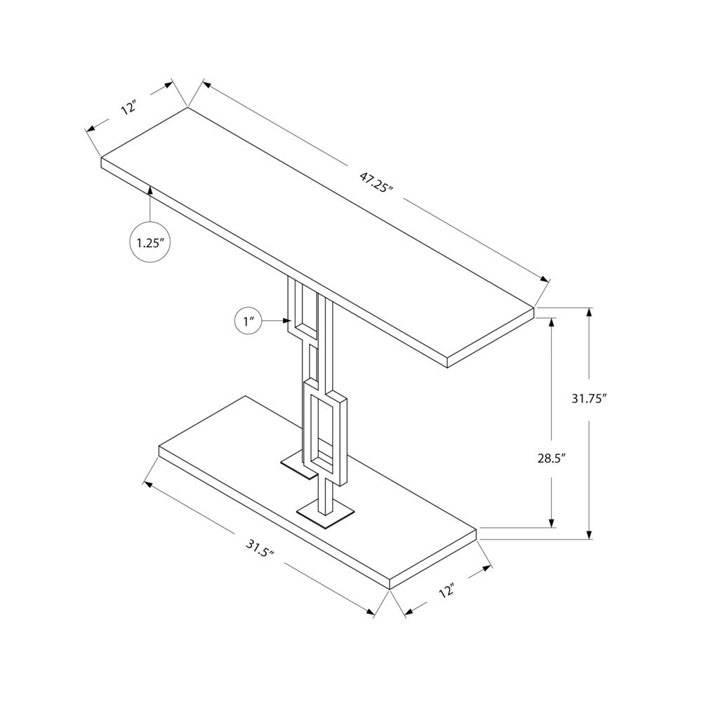 HALL CONSOLE TABLE - 48"L / GLOSSY WHITE / CHROME METAL