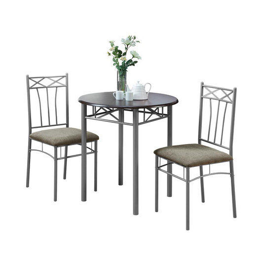 DINING SET - 3PCS SET / CAPPUCCINO / SILVER METAL