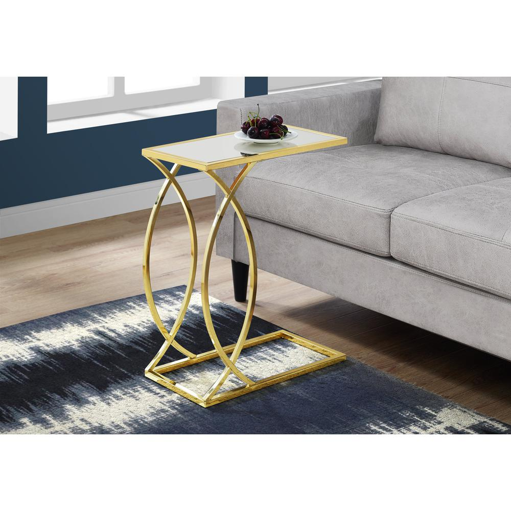 ACCENT TABLE - MIRROR TOP WITH GOLD METAL