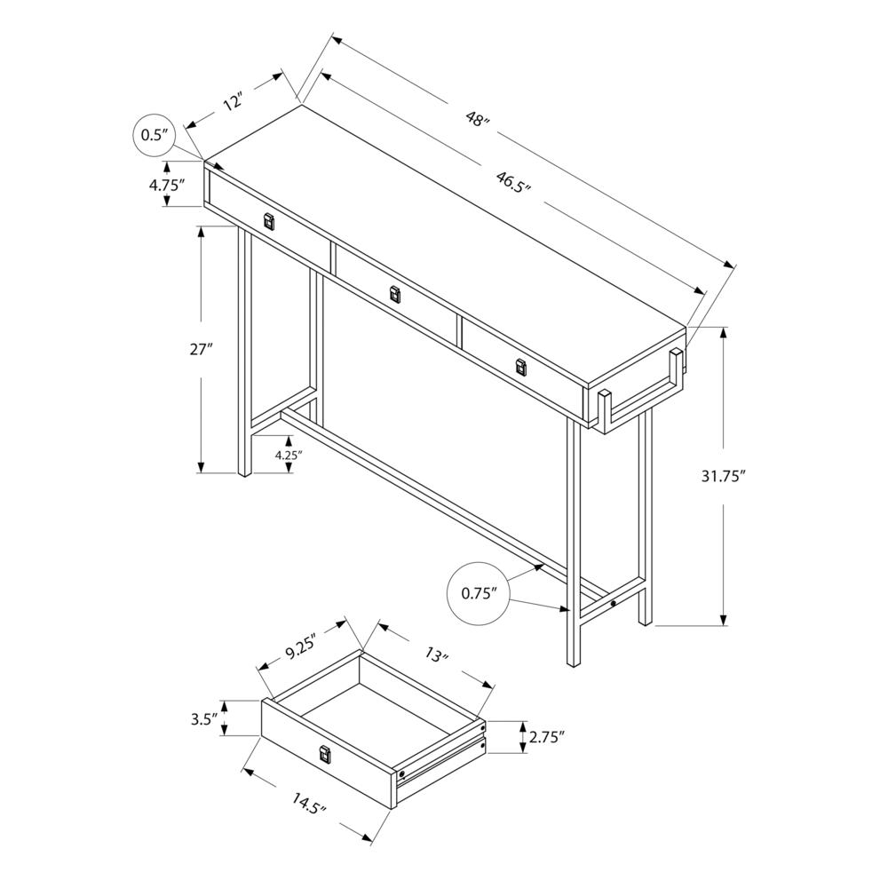 CONSOLE TABLE - 48"L / GLOSSY WHITE / CHROME METAL