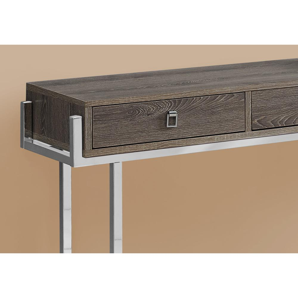CONSOLE TABLE - 48"L / DARK TAUPE / CHROME METAL