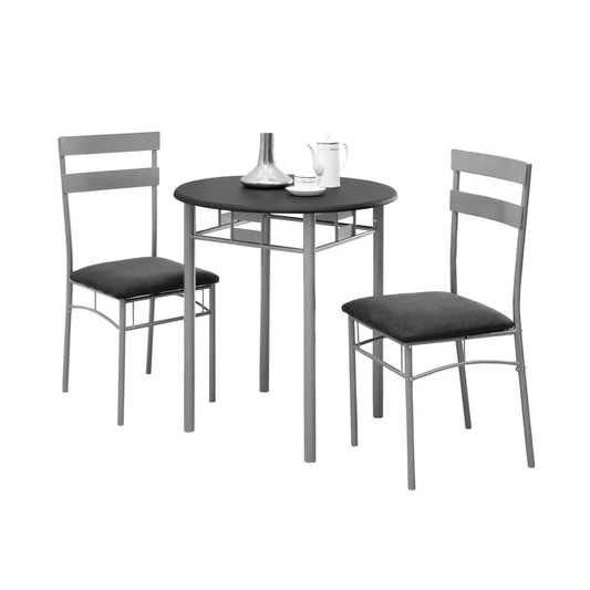 DINING SET - 3PCS SET / BLACK / SILVER METAL