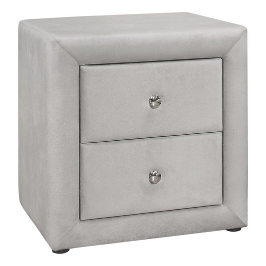 BEDROOM ACCENT - 21"H / LIGHT GREY VELVET NIGHT STAND