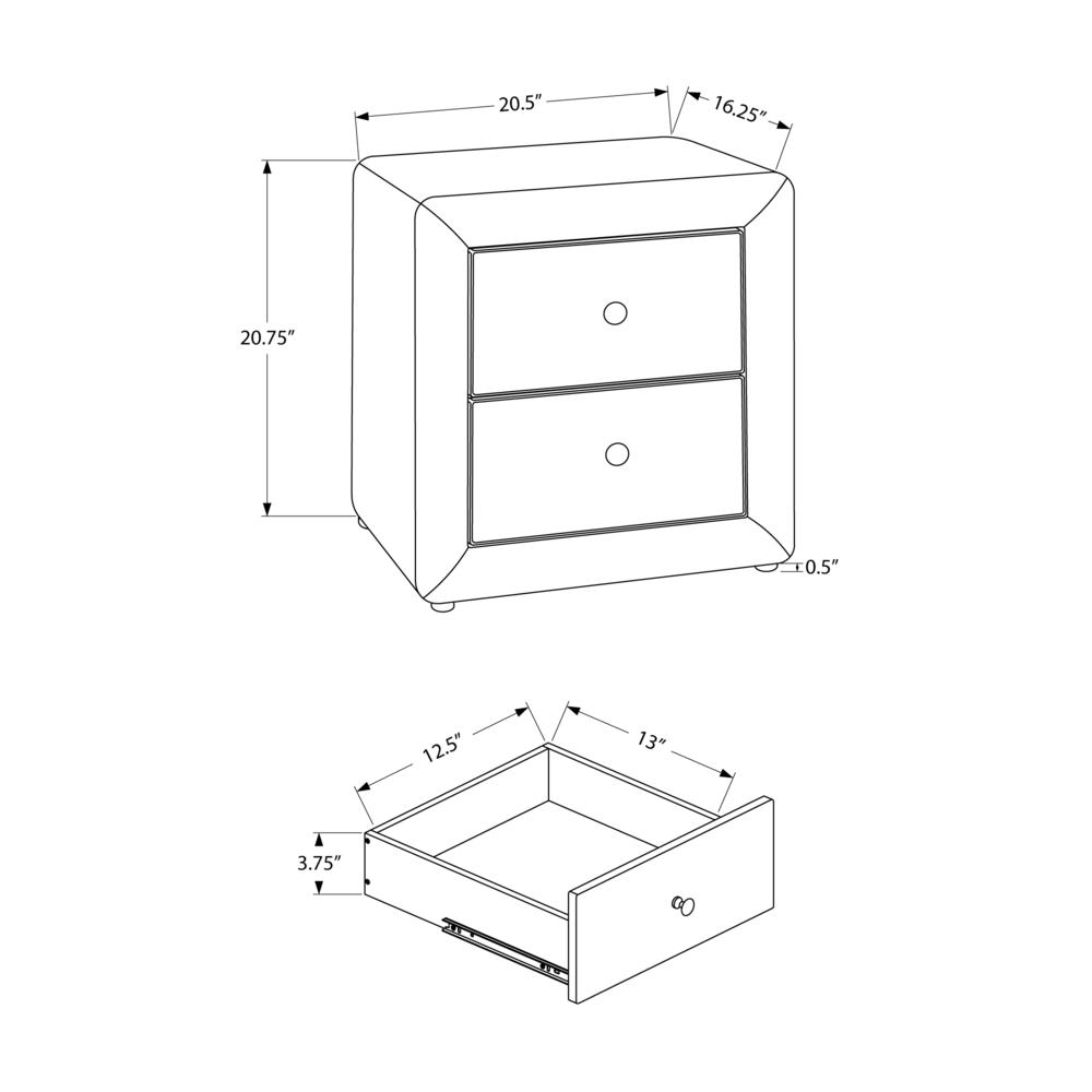 BEDROOM ACCENT - 21"H / GREY LEATHER-LOOK NIGHT STAND