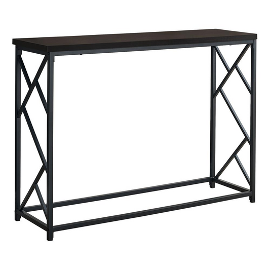 ACCENT TABLE - 44"L / ESPRESSO / BLACK METAL HALL CONSOLE