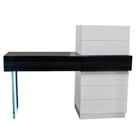 Ireland 7-Drawer Modern Black/White Dresser with LED Lighting