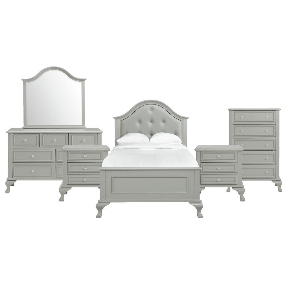 Picket House Furnishings Jenna Twin Panel 6PC Bedroom Set, Grey