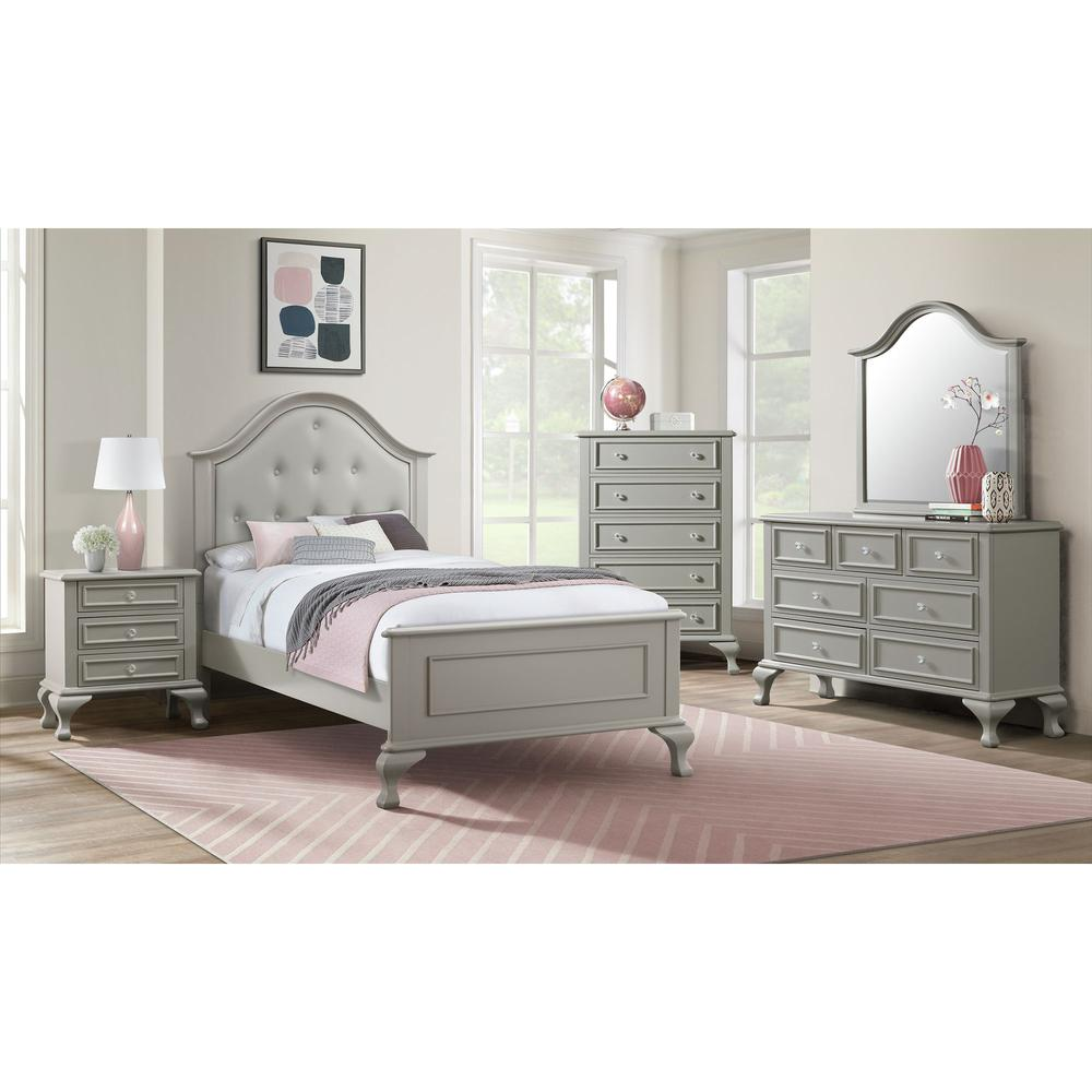 Picket House Furnishings Jenna Twin Panel 6PC Bedroom Set, Grey