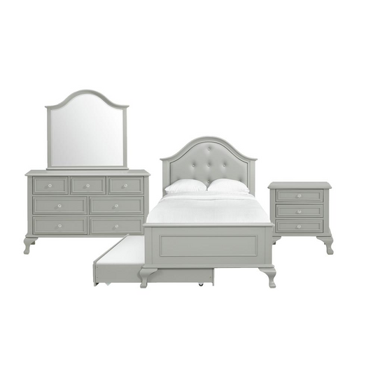 Picket House Furnishings Jenna Twin Panel 4PC Bedroom Set in Grey