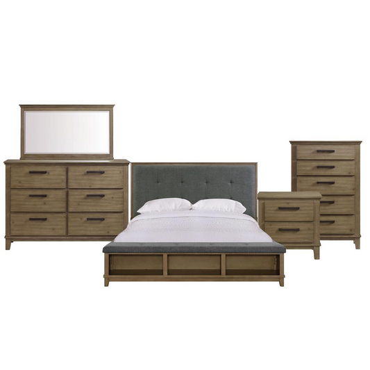 Picket House Furnishings Jaxon King Storage 5PC Bedroom Set in Grey