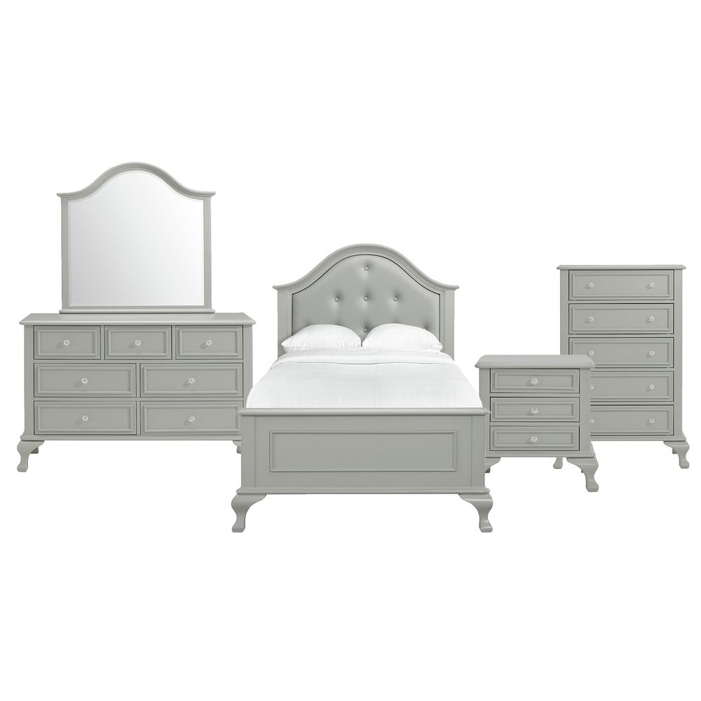 Picket House Furnishings Jenna Twin Panel 5PC Bedroom Set, Grey