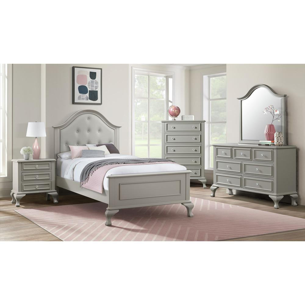 Picket House Furnishings Jenna Twin Panel 4PC Bedroom Set, Grey