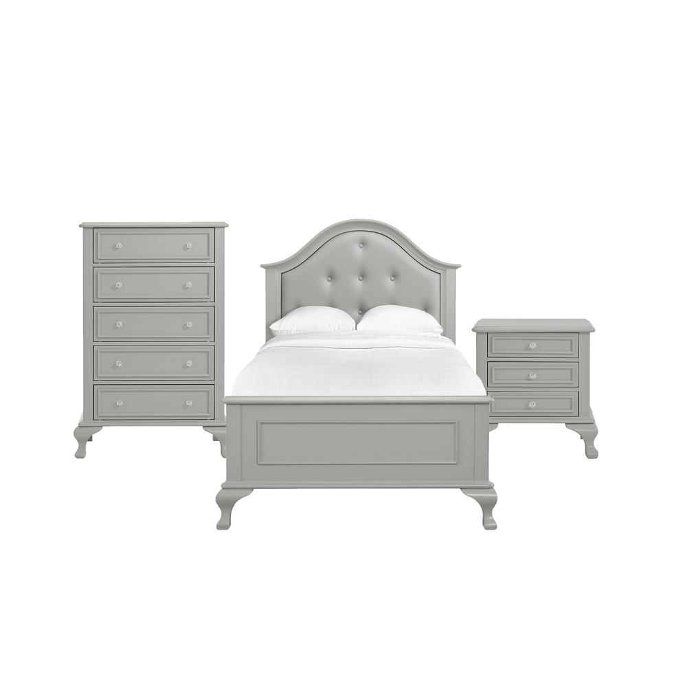 Picket House Furnishings Jenna Twin Panel 3PC Bedroom Set, Grey