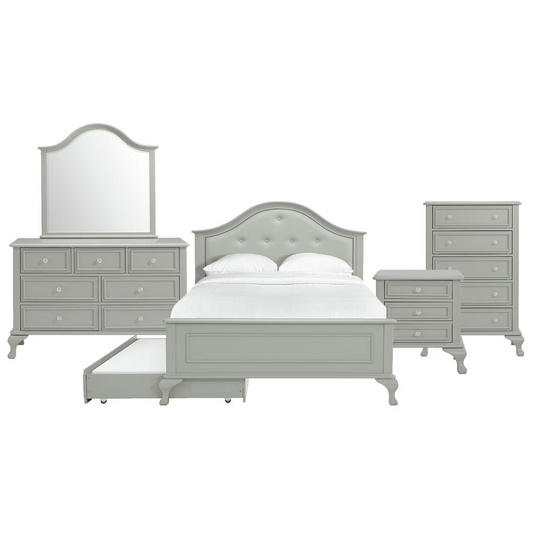 Picket House Furnishings Jenna Full Panel 5PC Bedroom Set in Grey