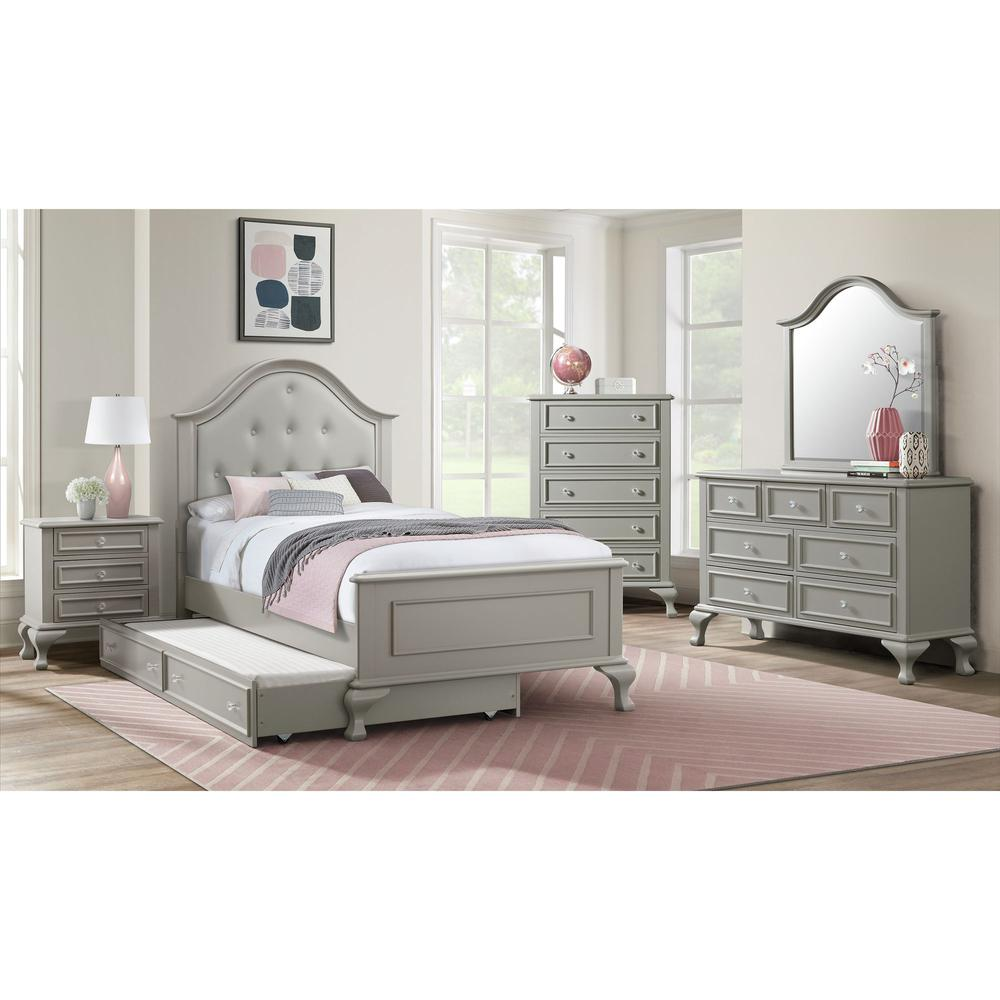 Picket House Furnishings Jenna Twin Panel 6PC Bedroom Set in Grey