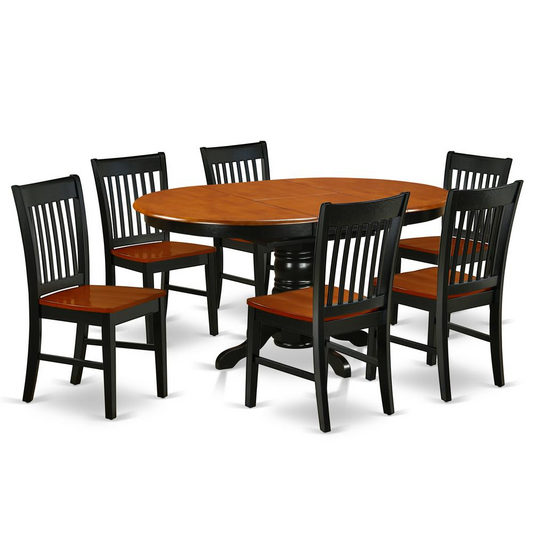 Dining Room Set Black & Cherry, KENO7-BCH-W