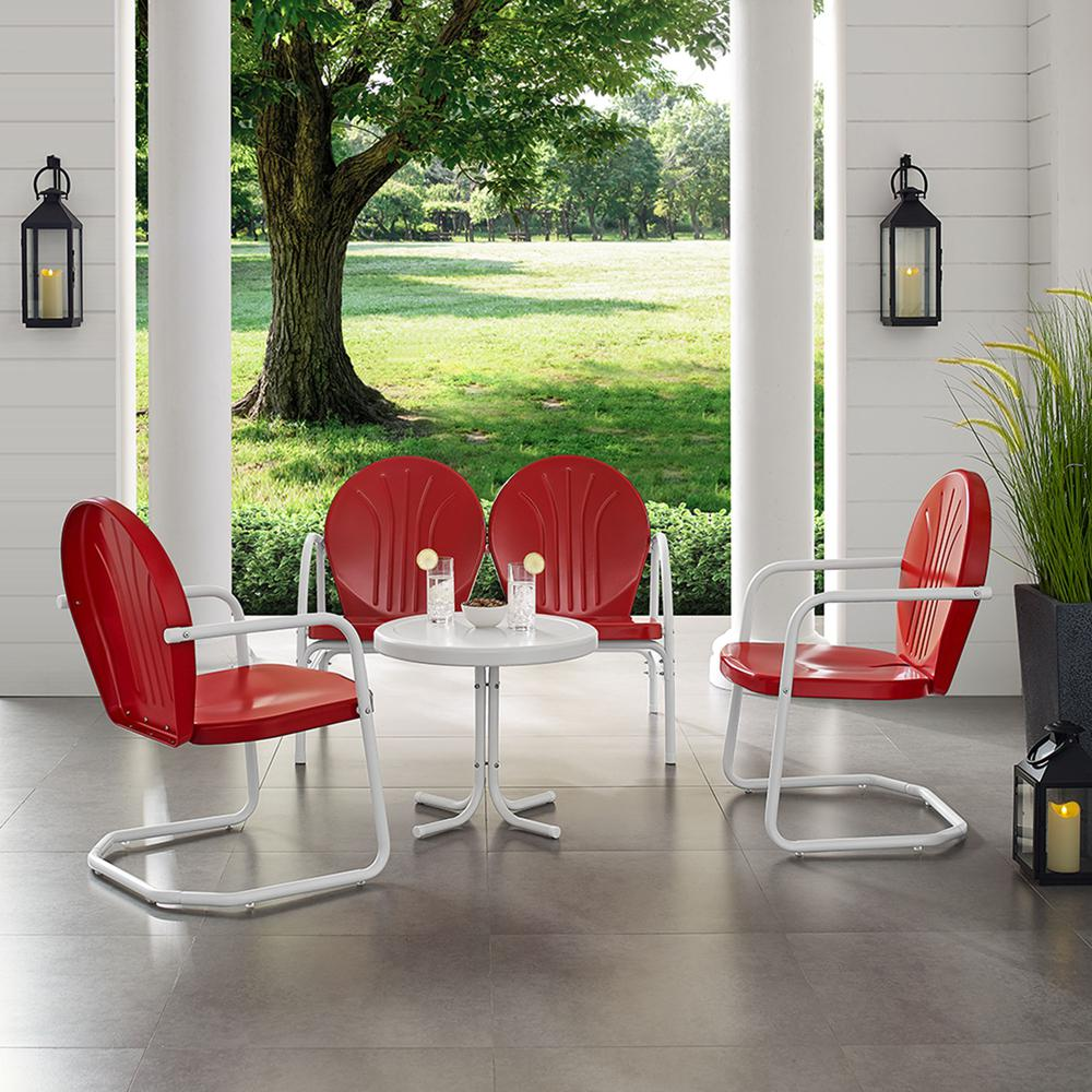 Griffith 4Pc Outdoor Conversation Set Red/White - Loveseat, 2 Chairs, Side Table