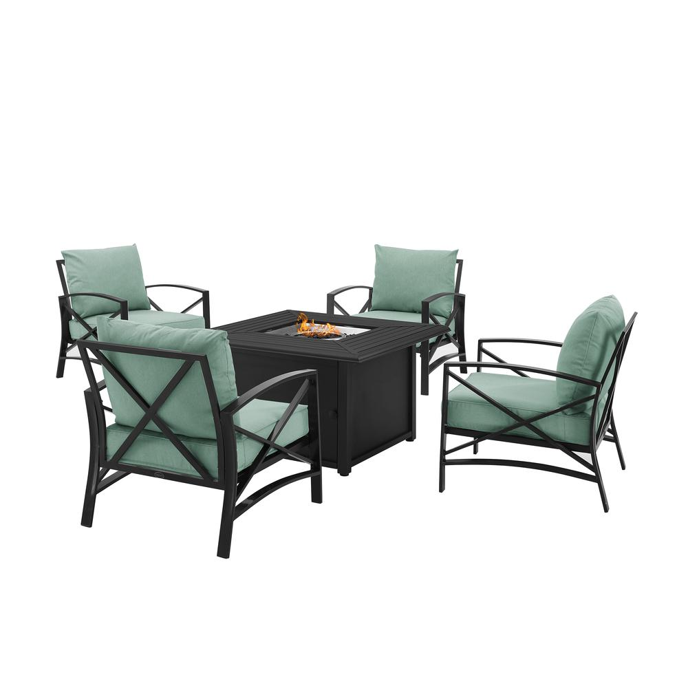 Kaplan 5Pc Outdoor Conversation Set W/Fire Table Mist/Oil Rubbed Bronze - Dante Fire Table & 4 Arm Chairs