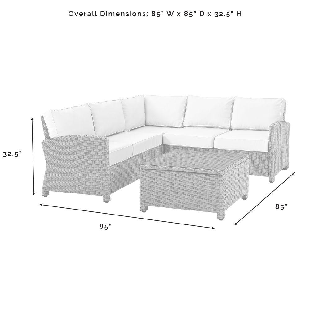 Bradenton 4Pc Outdoor Wicker Sectional Set Navy/Gray - Right Corner Loveseat, Left Corner Loveseat, Corner Chair, & Sectional Glass Top Coffee Table