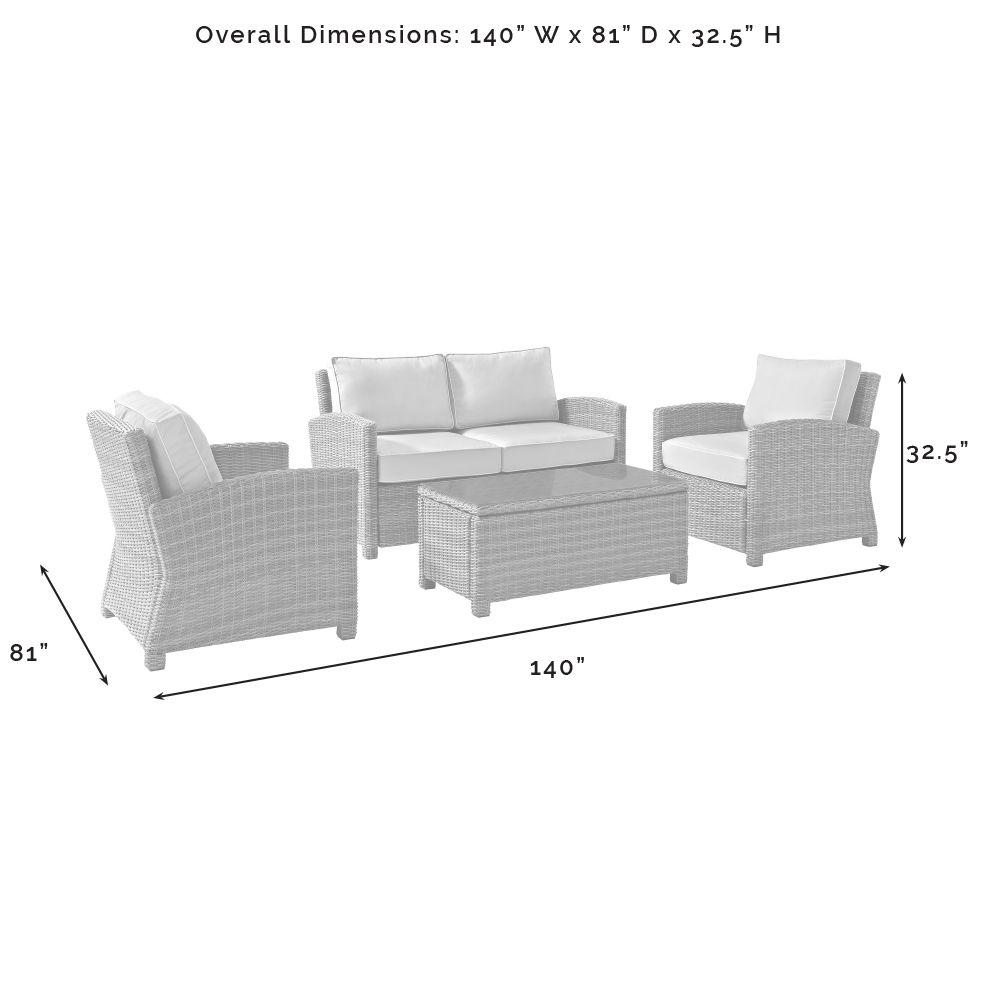 Bradenton 4Pc Outdoor Wicker Conversation Set Navy/Gray - Loveseat, Coffee Table, And 2 Armchairs